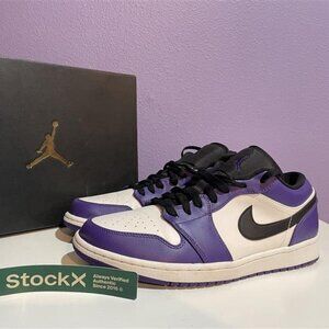 (size 10.5M)jordan 1 low court purple